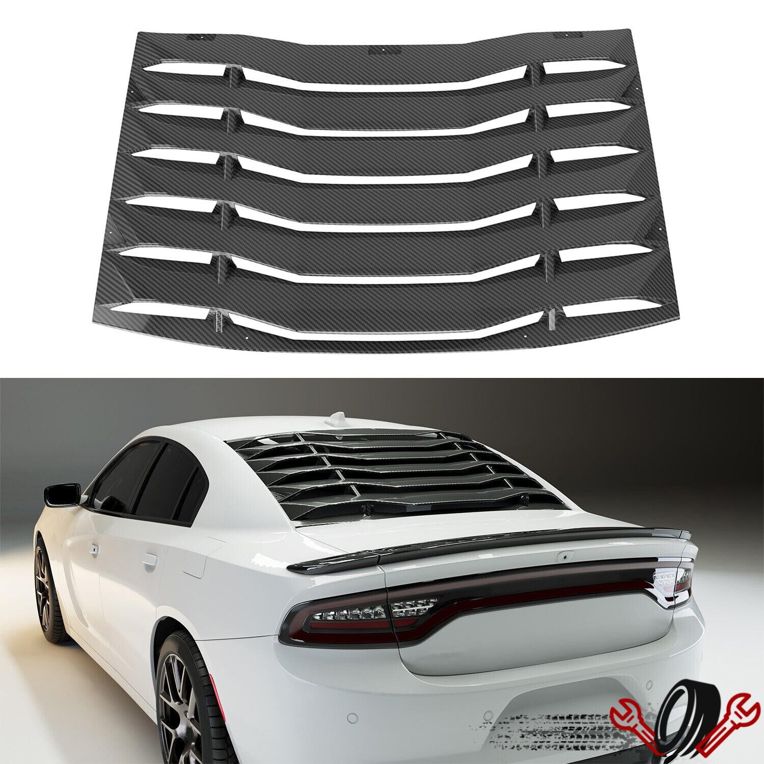 For Dodge Charger 2011-2023 Rear Window Windshield Louver Carbon Fiber Style