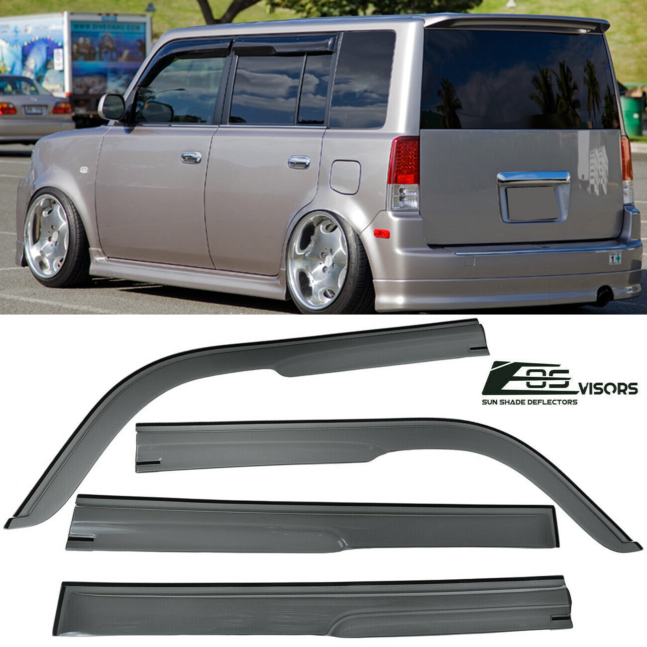 For 04-06 Scion xB BB Box Mugen Style Smoke Tinted Side Window Rain Guard Visors