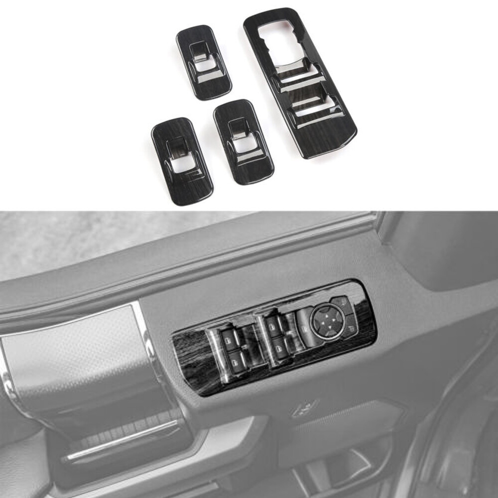 Black Wood Grain Window Lift Switch Panel Decor Cover Trim For Ford F150 2015-20