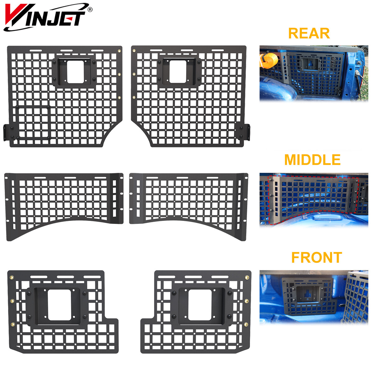 6pcs Steel Truck Bed Side Molle Panel For 2015-2020 Ford F150 Pickup Molle Panel