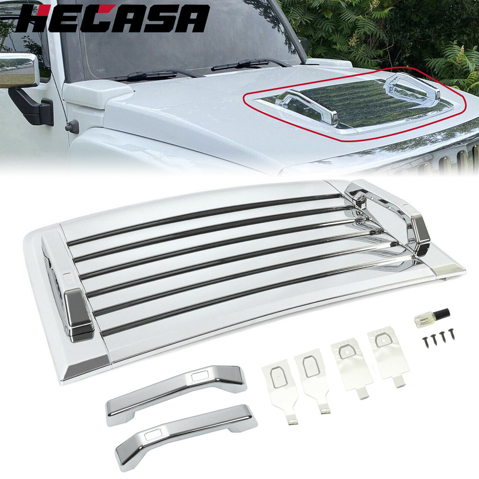 FOR 2006-2010 HUMMER H3 HOOD DECK VENT PANEL HANDLE COVER TRIM BEZEL CHROME 3PCS