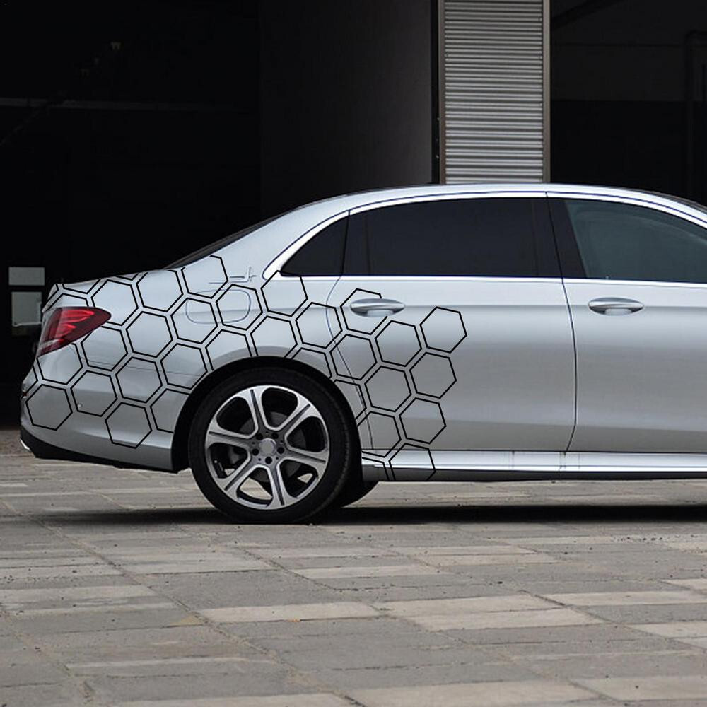 Car Body Waist Line Sticker Honeycomb Graphic Hexagon Decals Decor 40X200cm