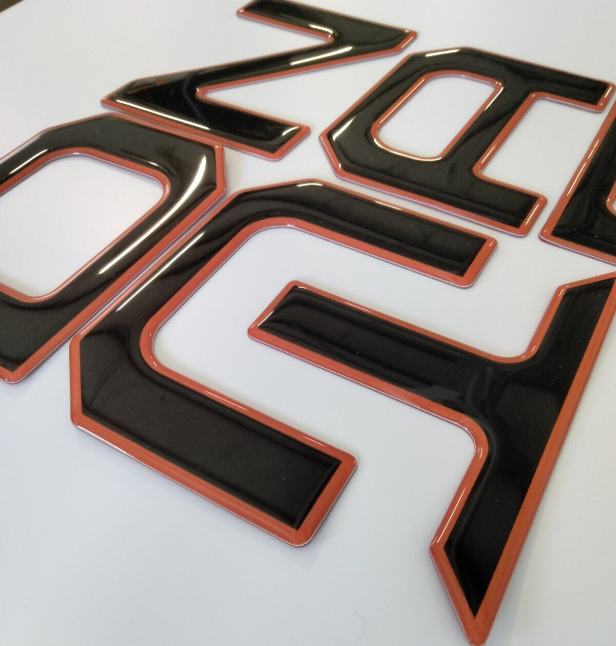3D BLACK ORANGE OUTLINE RAISED DOMED TAILGATE LETTER FOR TOYOTA TUNDRA 2022 – 25