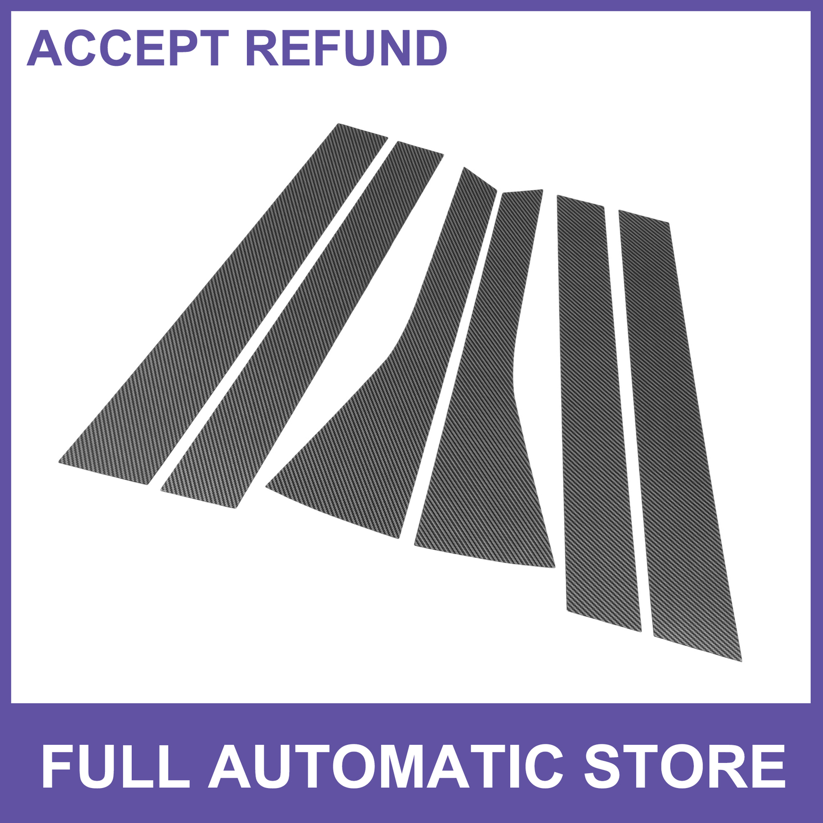 Door Pillar Window Trim SIX Custom for Honda Fit 2009-2012 Carbon Fiber Pattern