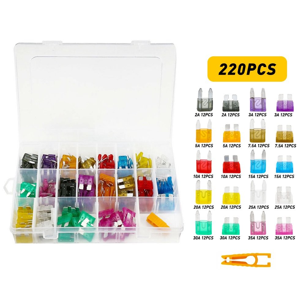 For Car 220Pcs Assorted Auto Fuse Replacement ATO ATC ATM Regular Blade Fuses US