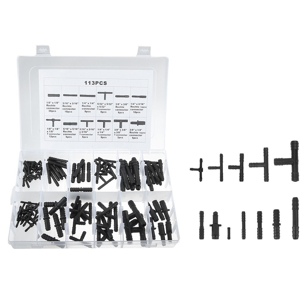 Brand New Car Auto Vacuum Hose Fittings 113 Joints+1 Box Connector Tee Kit None