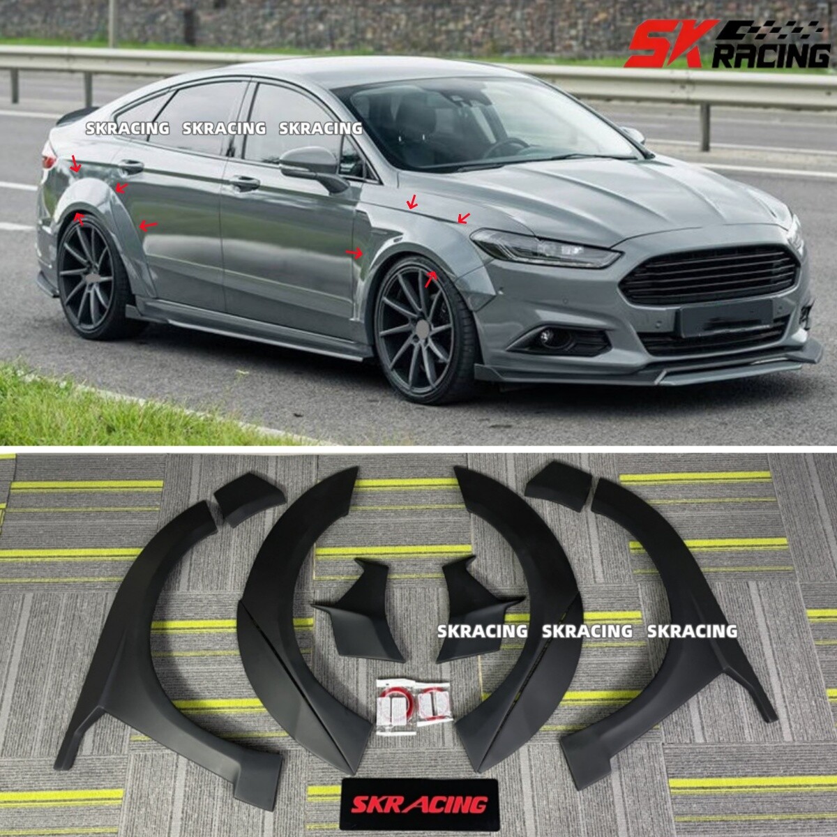 Primer Fender Flare Bodykits Wheel Arch Cover Trim 10X For Ford Fusion 2014-2018