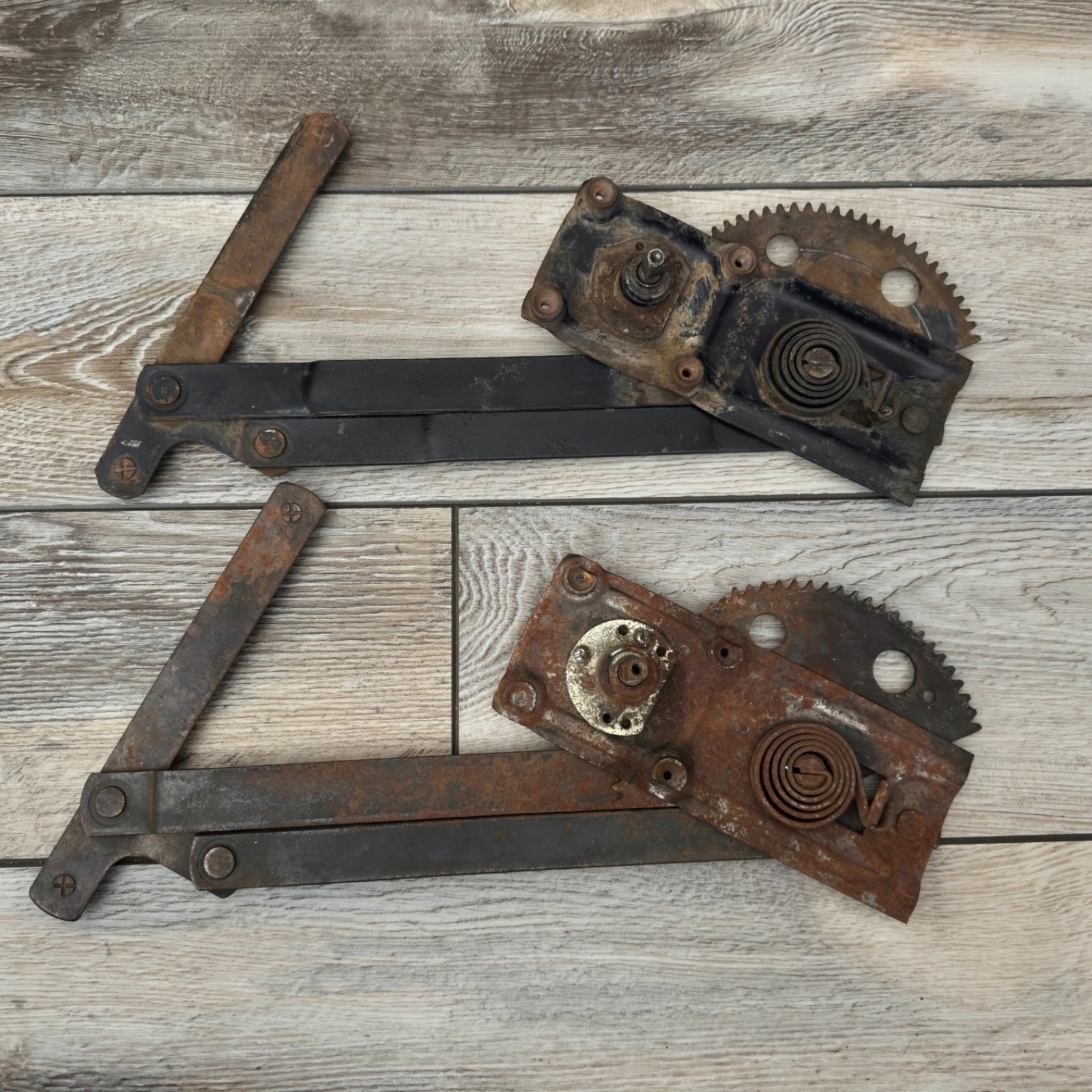 2 Vtg Auto Vehicle Window Regulator Unknown Make Model Rusty Damaged For Parts