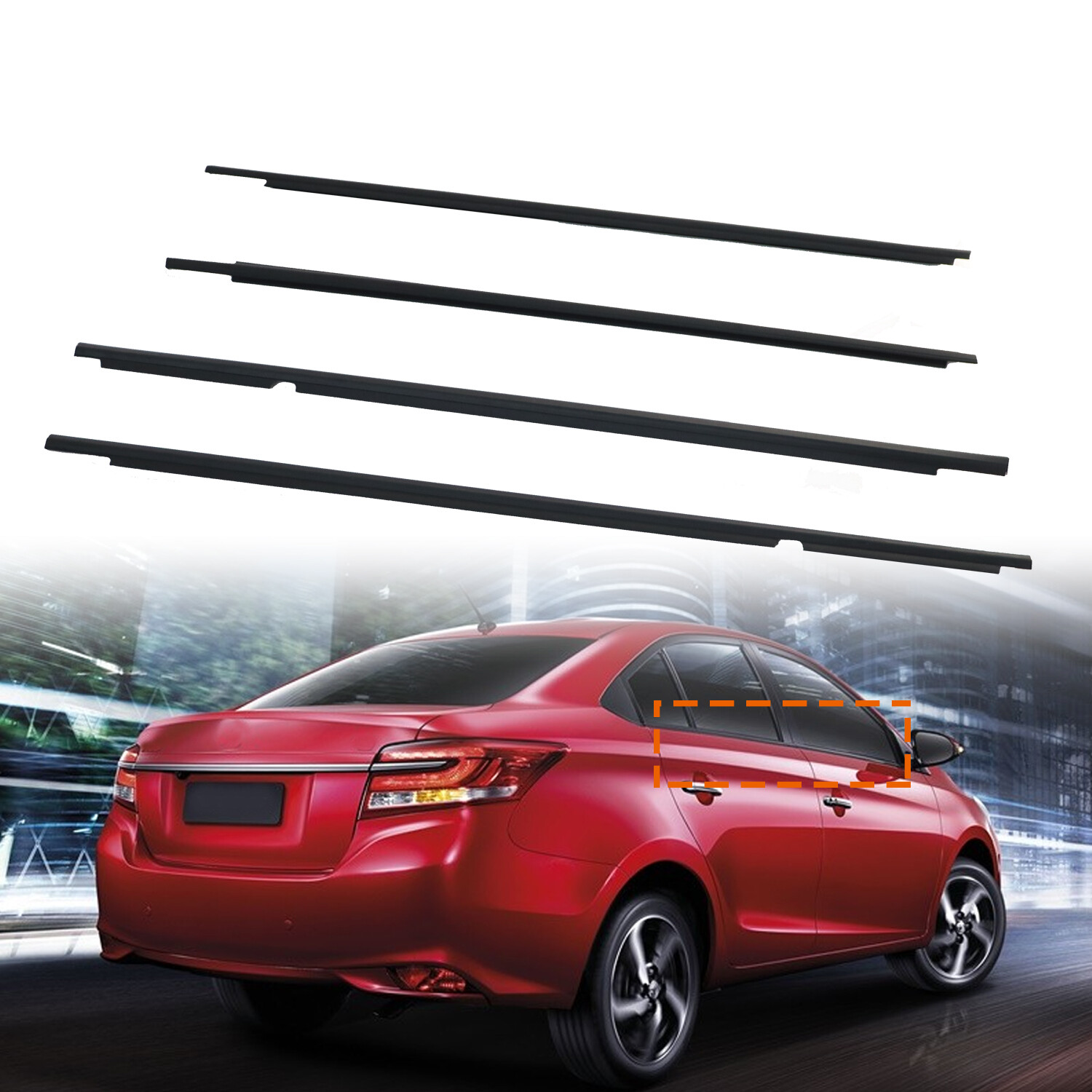 4Pcs For 2003-08 Toyota Corolla Weather Strips Window Moulding Trim Seal Belt