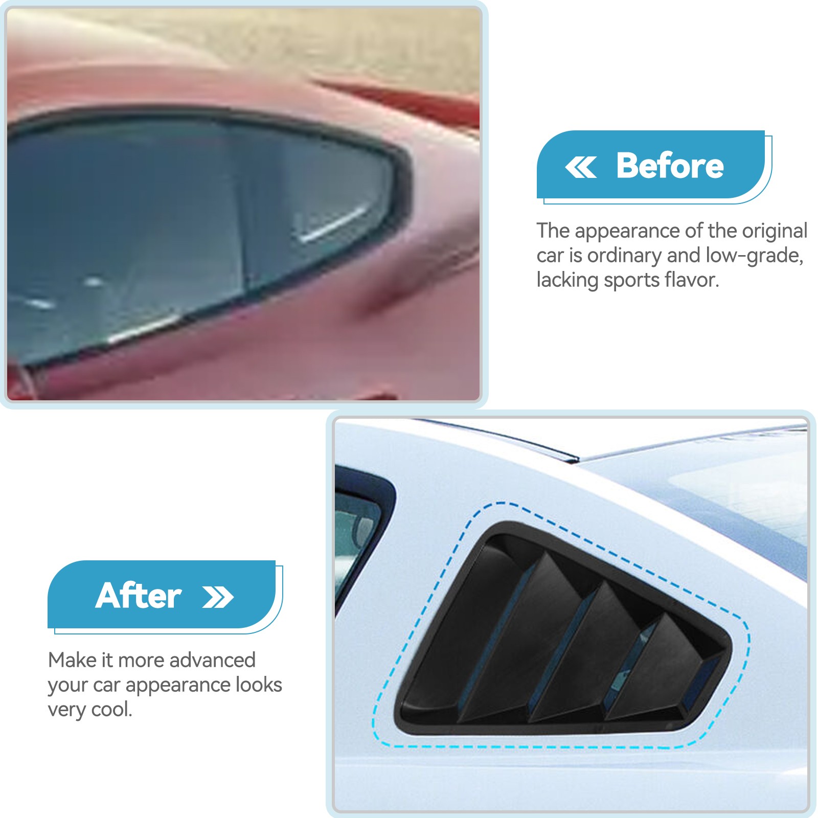 2x Rear Quarter Side Vent Window Louver Scoop Cover For Ford Mustang 2005-2014