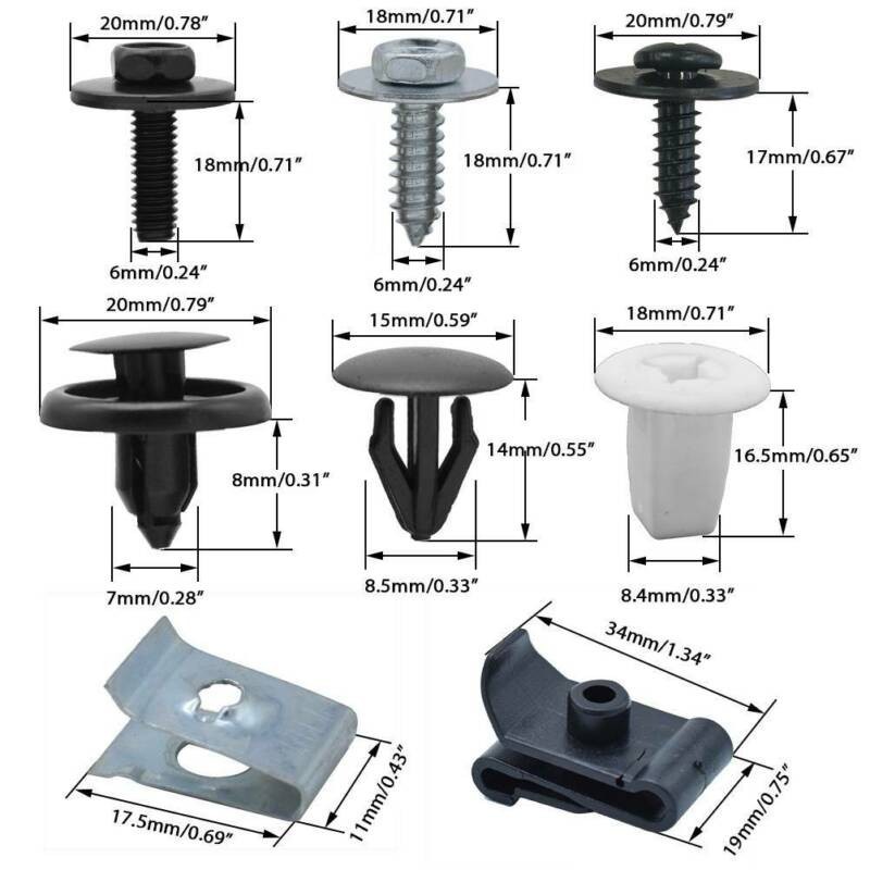 Parts Fasteners Plastic And Metal 50 Pcs Under Engine Cover Clips Underbody New