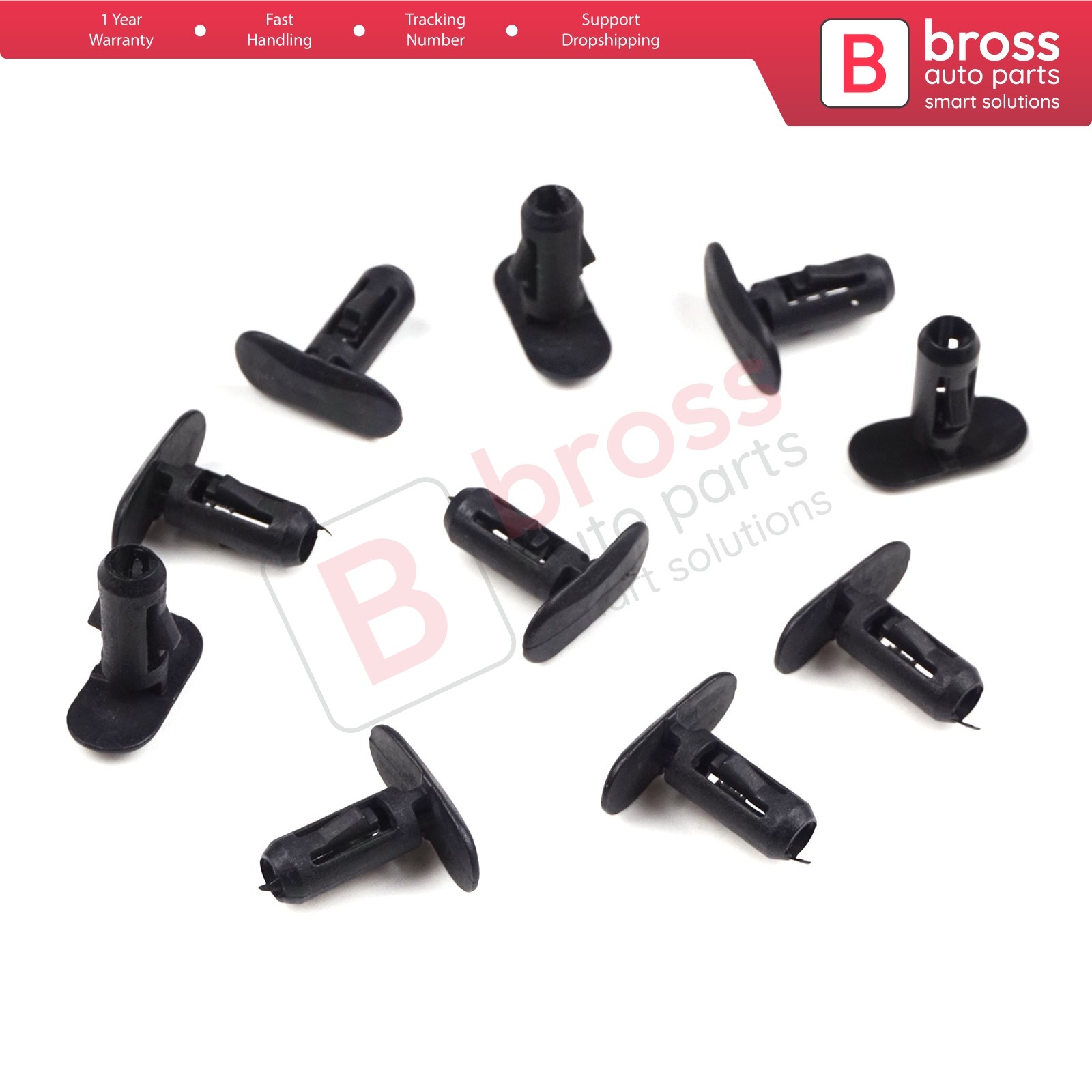 Bross Auto Parts BCF407 10 Pieces Retaining Clip, Black for Renault : 82176228