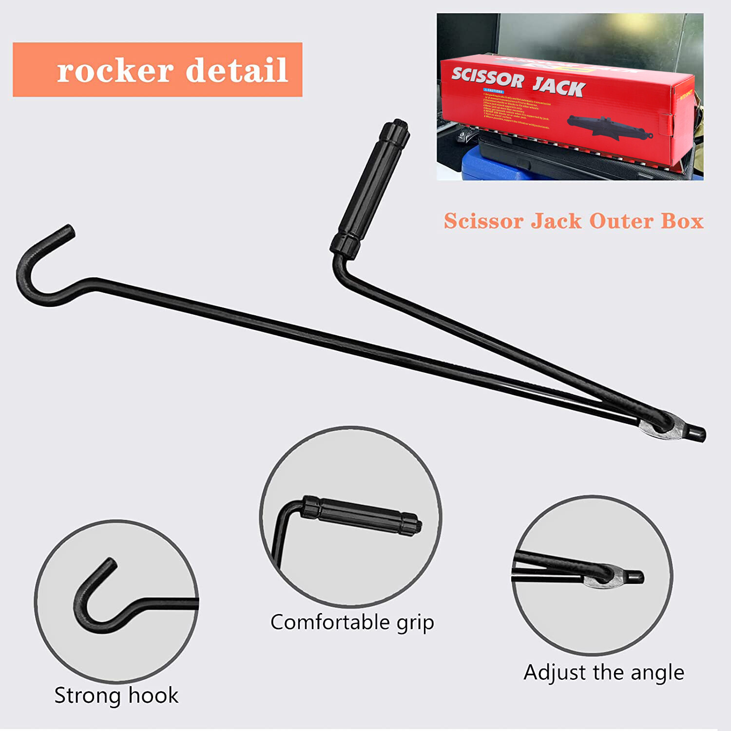 Extendable Wheel Lug Wrench + Scissor Jack with Handle 2 Ton Car Spare Tire Tool