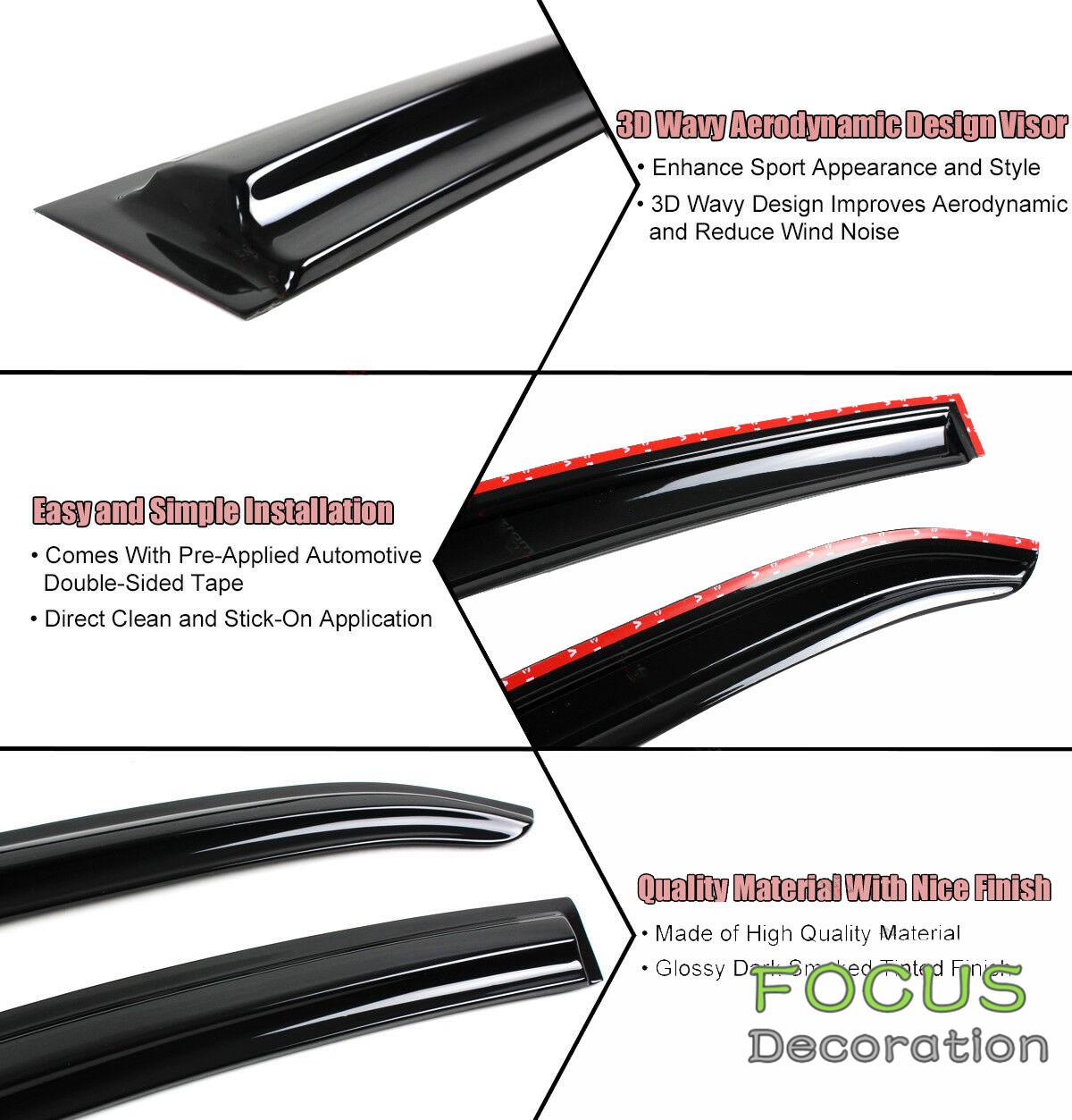 4Pcs For Nissan Sentra 2013-2019 Smoke Sun Rain Vent Guards Shade Window Visors