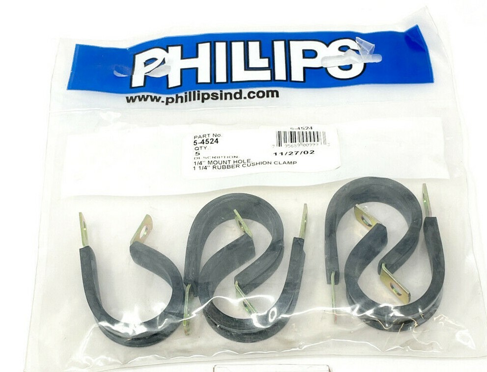 (5 PCS) Phillipsind 5-4524 1/4 inch Mount Hole 1-1/4 inch Rubber Cushion Clamp