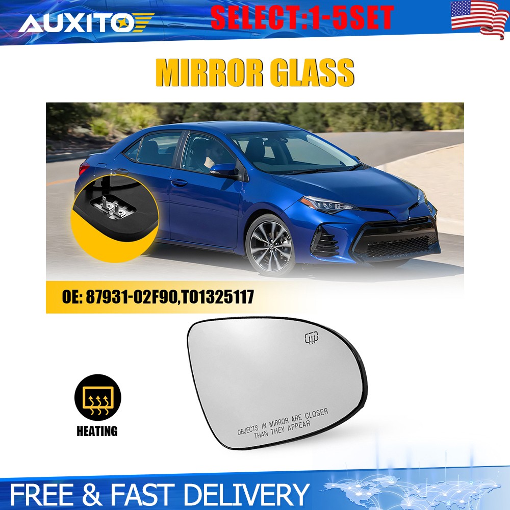 Mirror Glass with Base fits 14-19 Corolla Heated Right 8793102F90 TO1325117 1-5X