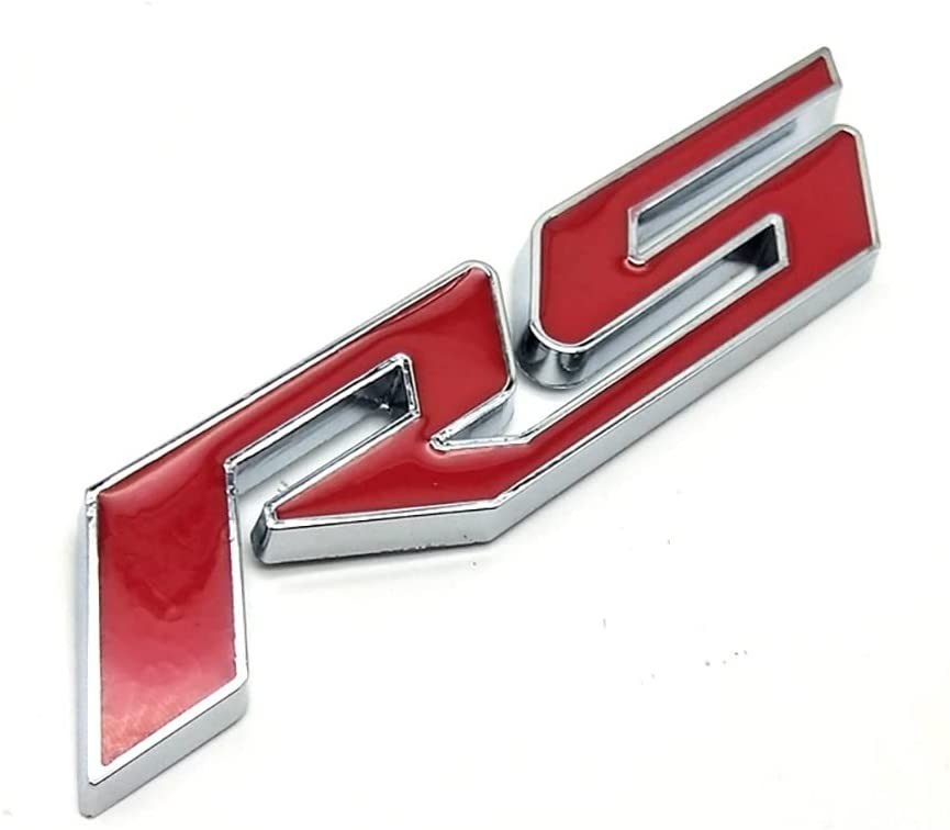 1Pc Chrome Red RS Emblem Racing Sport Logo 3D Metal Badge For Camaro