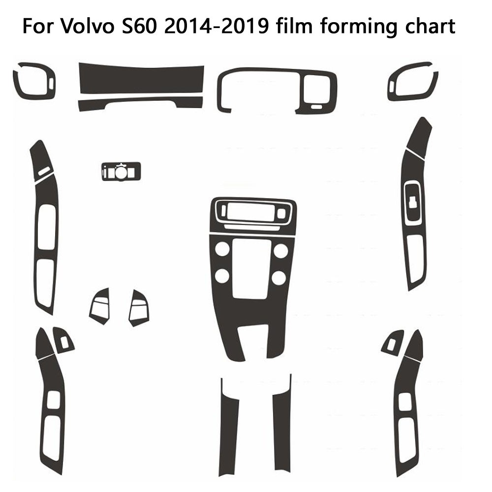 For Volvo S60 V60 2011-2017 3D Carbon Fiber Pattern Interior DIY Trim Decals