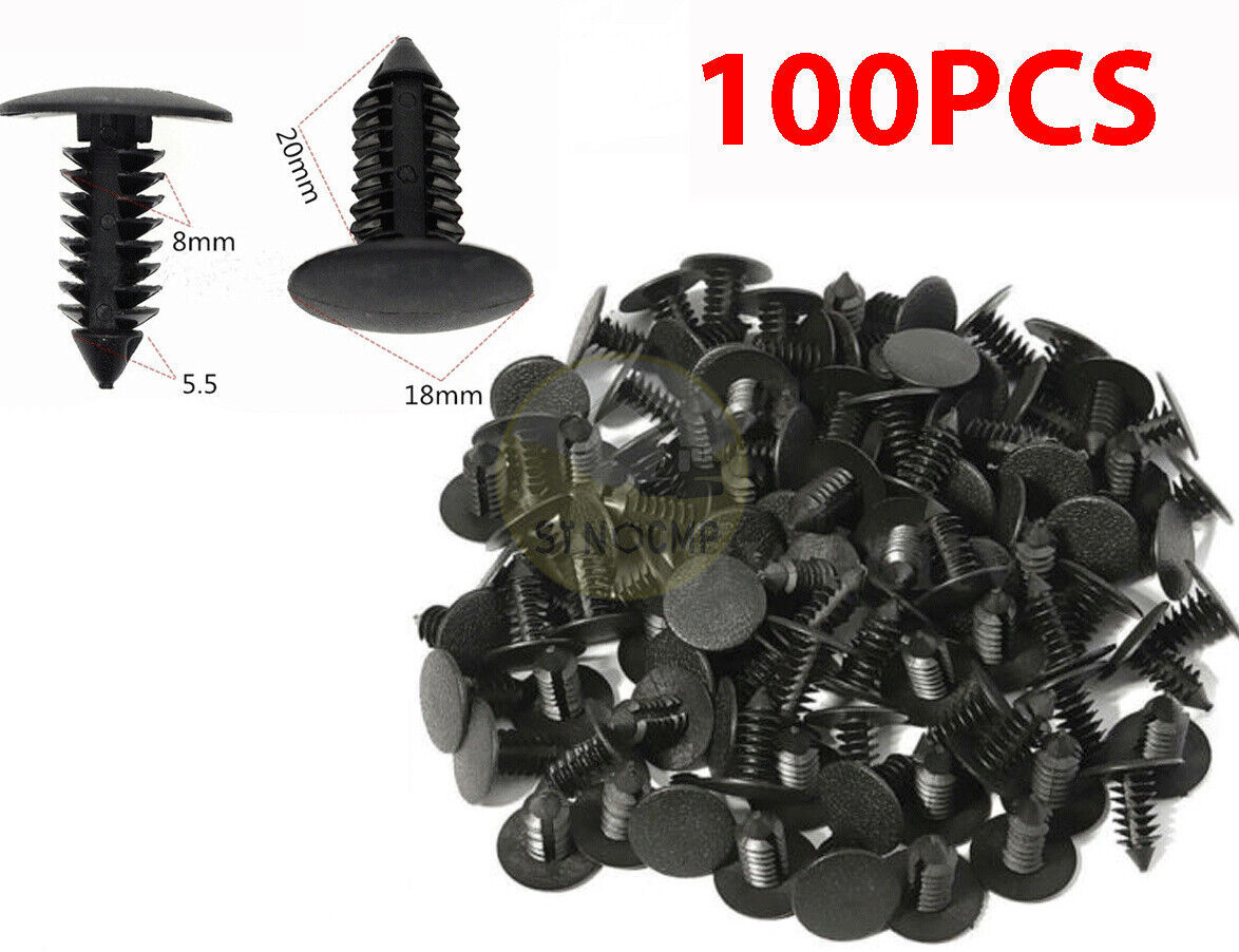 100 Pcs Nylon Bumper Fastener Rivet Clips, 8 Mm Hole Push Retainer Bumper Fender