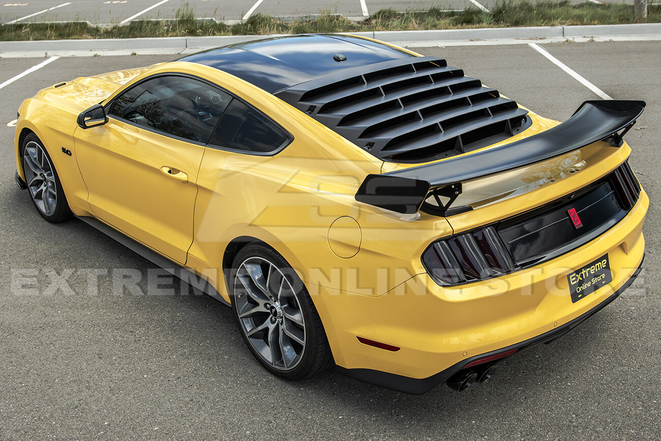 For 15-Up Ford Mustang Coupe | Primer Black Rear Window Louver Cover Sun Shade