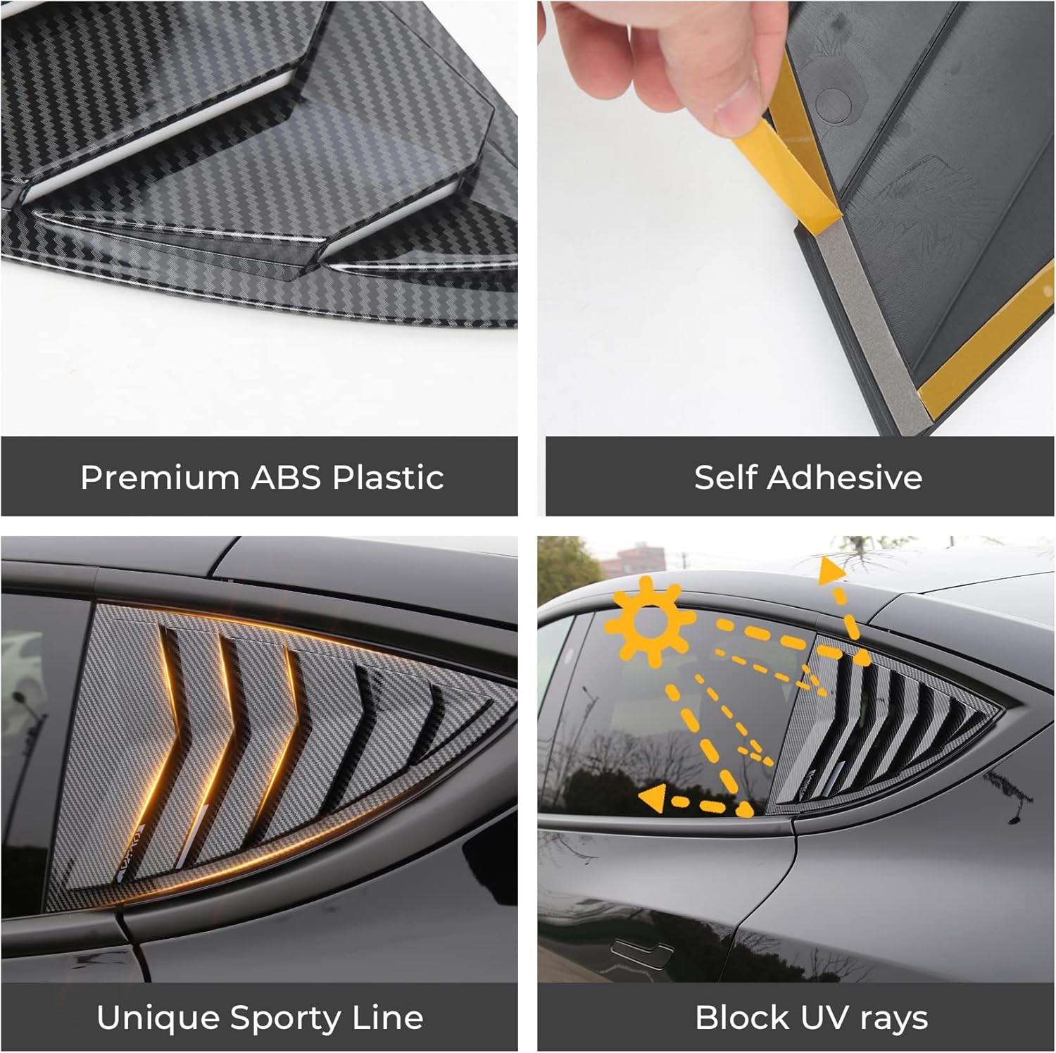 Side Window Louver Cover Sport Style for Tesla Model Y 2020-2024 Accessories