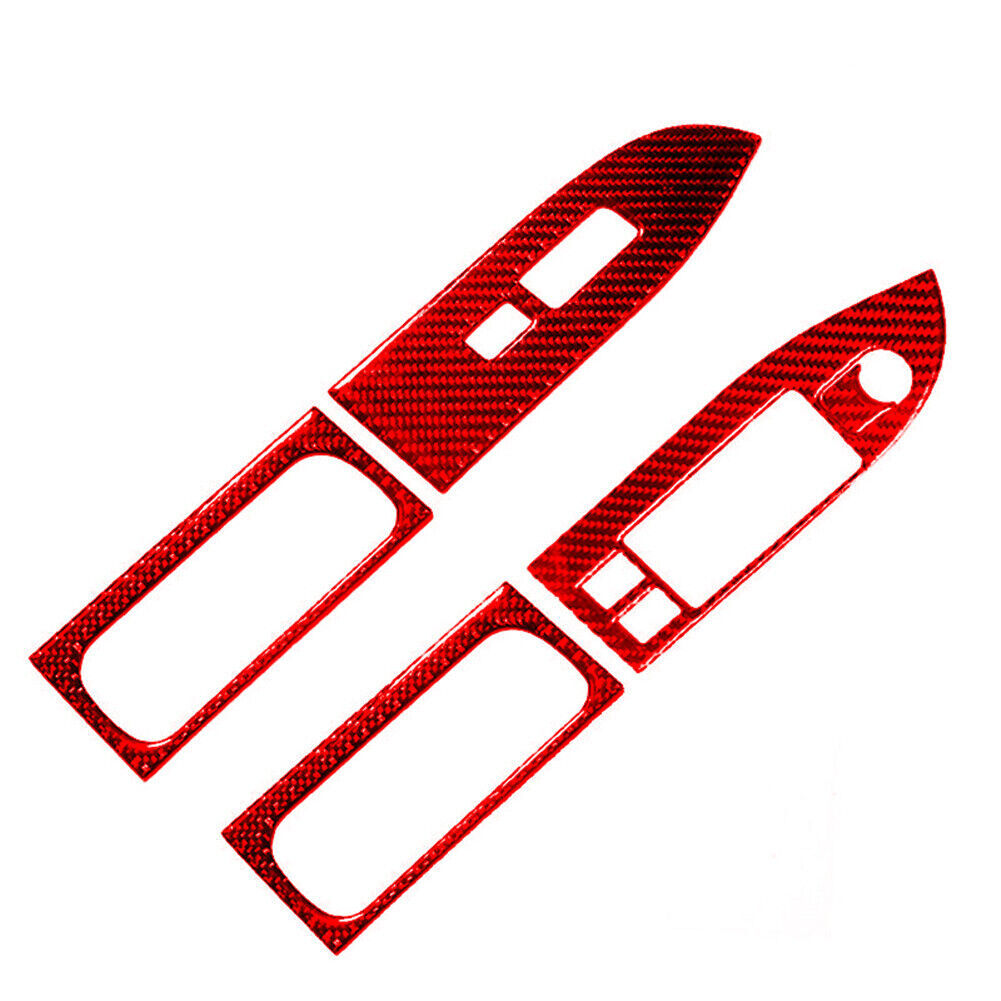 5Pcs Red Carbon Fiber Front Door Control Cover Trim For Suzuki Grand Vitara