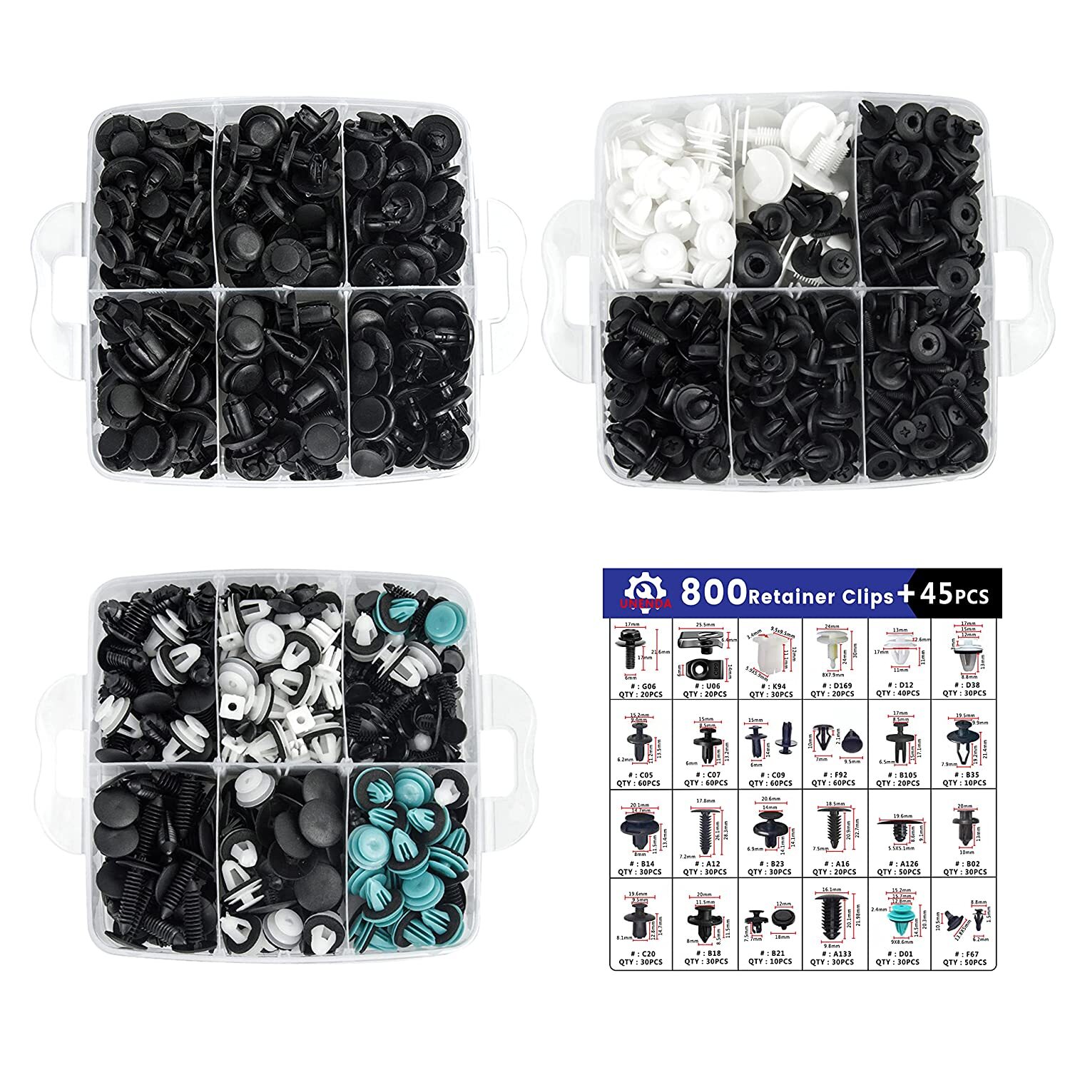 1000Pcs Car Retainer Clips Auto Fasteners Push Trim Clips Pin Rivet Bumper Kit