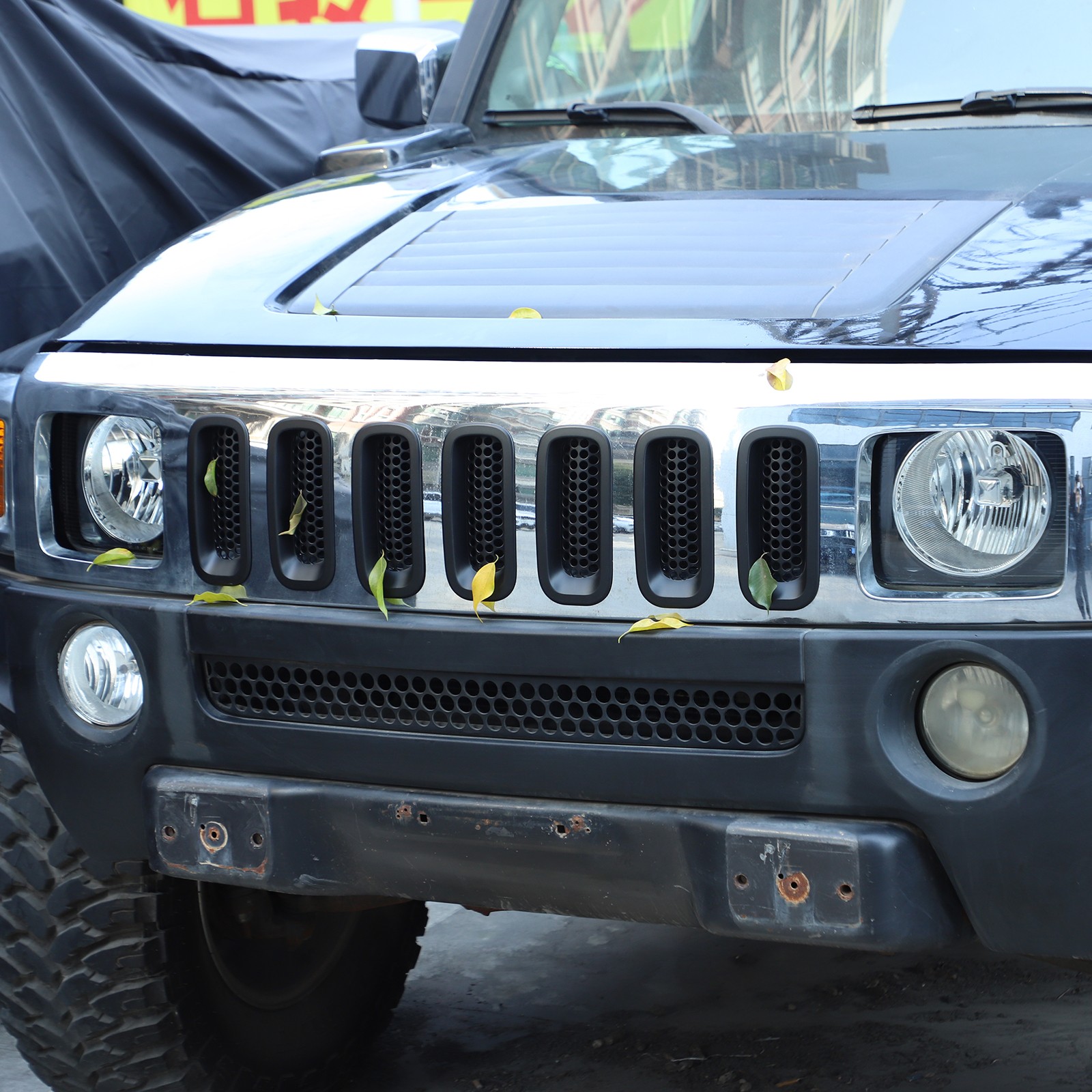 Matte Black Front Mesh Grille Honeycomb Insert trim For Hummer H3 2005-2009 7PCS