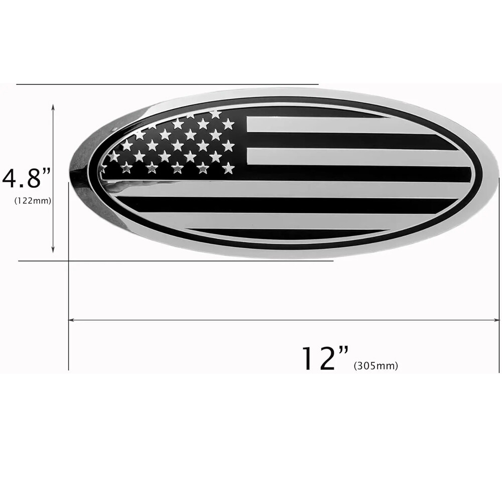 12 inch Front Grill US Flag Oval Emblem Badge For Ford F-250/350/450/550 17-22