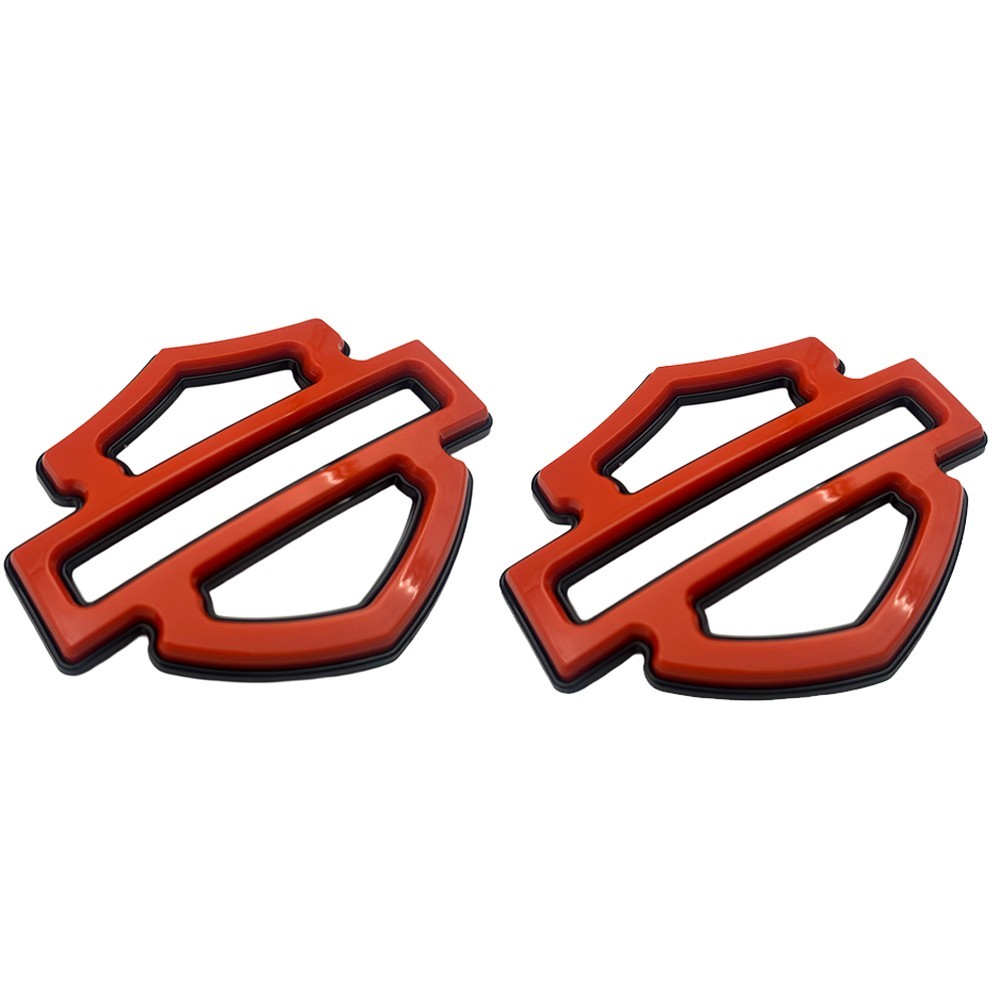 2Pcs Set Orange Black Double Layer Custom CVO Tank Emblems Badges 5 or 6 Gal