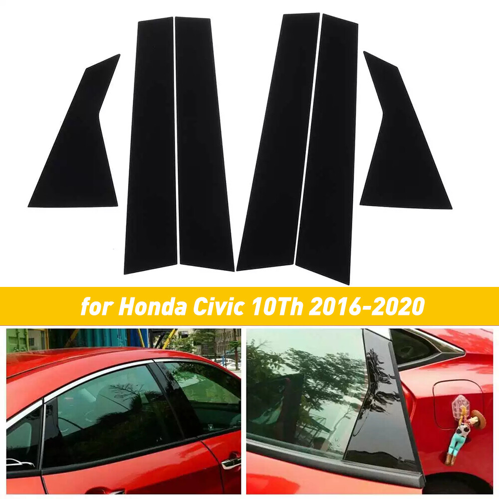 For Honda Civic Sedan 2016-2021 Black Glossy Pillar Post Door Trim Accessories