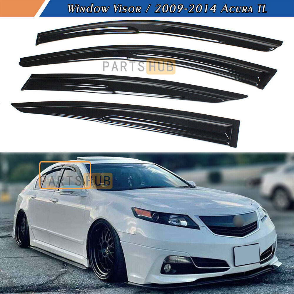 For 2009-2014 Acura TL JDM 3D Wavy Mugen Style Window Visor Vent Rain Guards 4pc