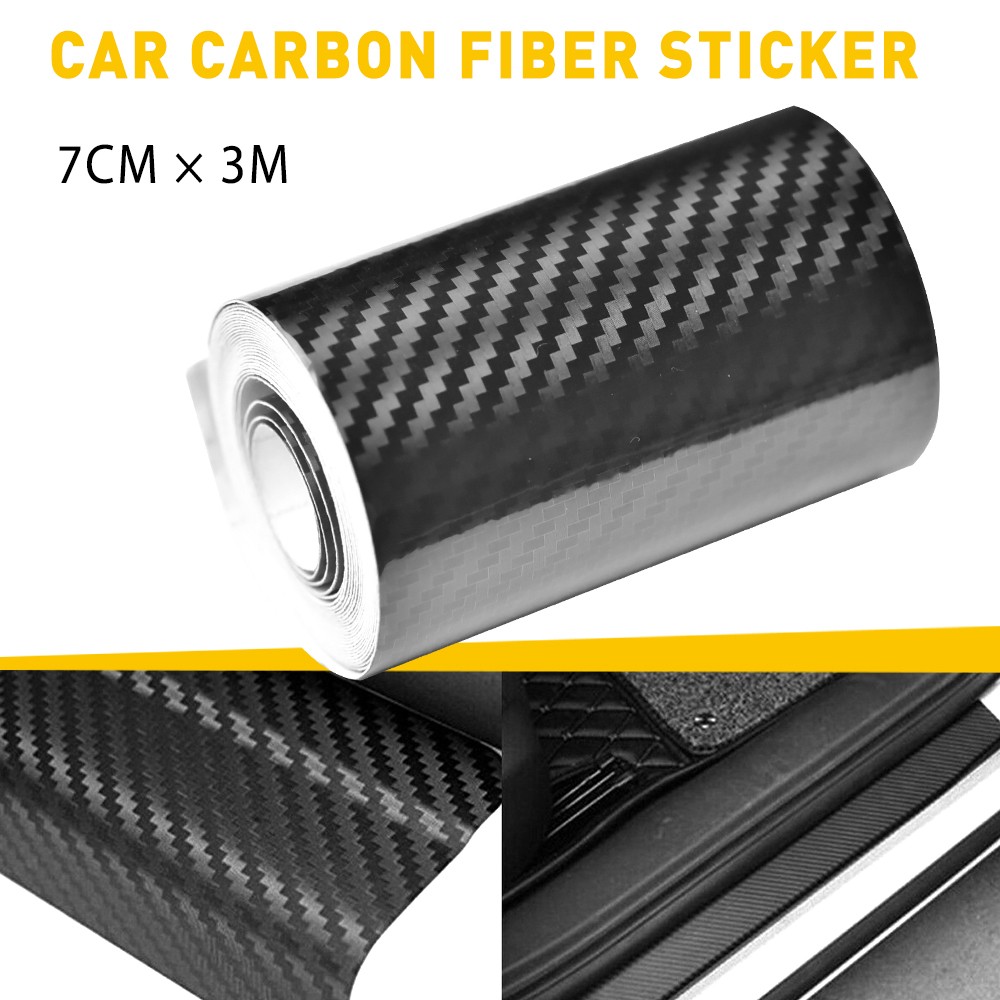 Carbon Fiber Vinyl Car Door Sill Cover Scuff Plate Sticker Protector Accessories