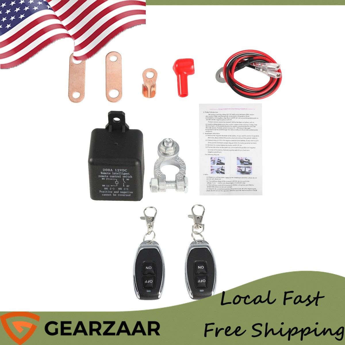 12V Remote Battery Disconnect Switch Kill Anti Theft Control Relay Fobs 12V 200A