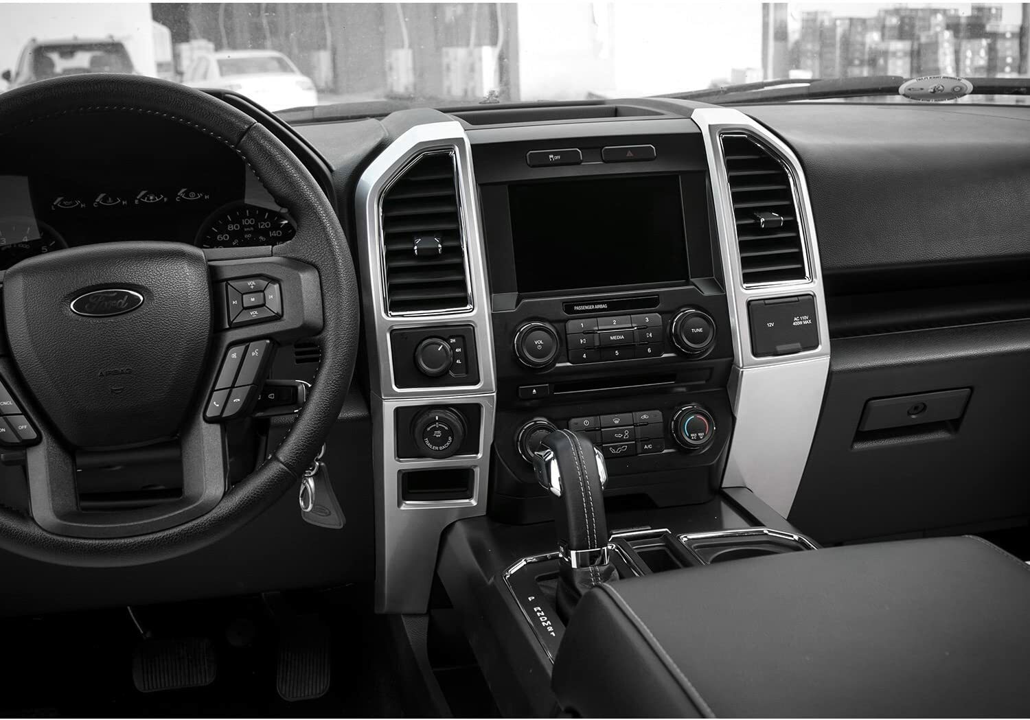 Central Control Covers Dashboard Panel Trim for Ford F-150 2015-2020,Silver 4pcs