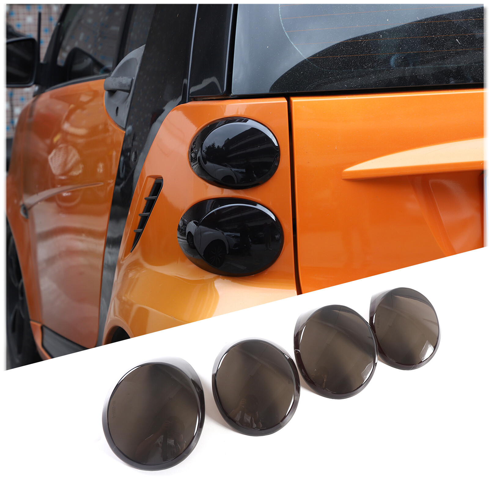 Fits 2008-2015 Smart Car Fortwo 451 GTS Blackouts Smoke Tail Light Covers Smoked