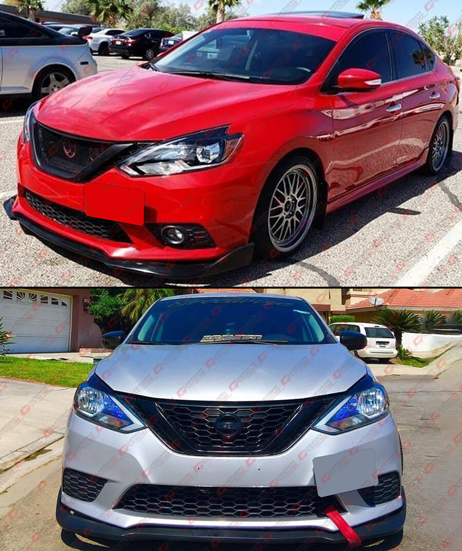 FOR 16-19 NISSAN SENTRA GLOSS BLACK FRONT GRILL CHROME-DELETE TRIM COVER GARNISH