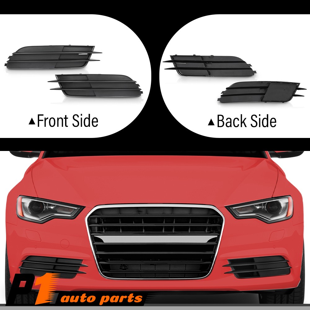Left & Right Side Front Bumper Fog Light Cover Set Fit For 2012-2015 Audi A6