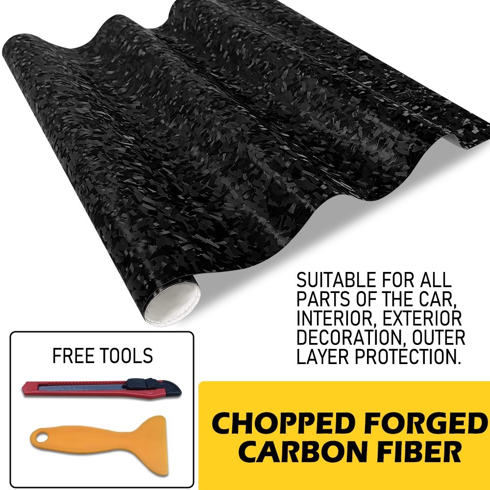 24K Chopped Forged Fiber Carbon Gloss Matte Titanium Vinyl Wrap Sticker Decal