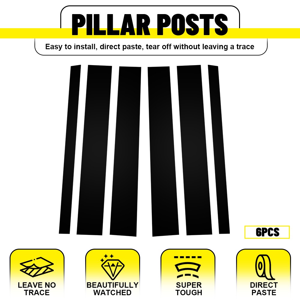 6Pcs Auto Door Trim Pillar Posts Gloss Black Cover For 2005-2010 Honda Odyssey