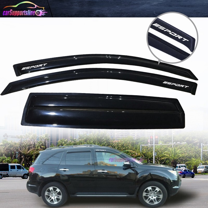 Fits 07-13 Acura MDX Slim Style Window Visor Wind Deflector w/ White Sport