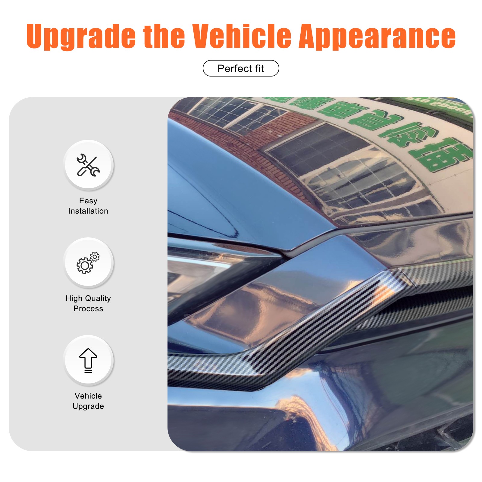 Front Hood Trim ABS Carbon Fiber Texture 3Pcs For Toyota Grand Highlander 2024+