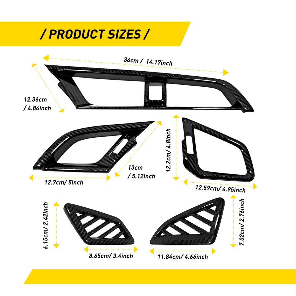 For Honda Civic 10th 2016 2017-2019 2020 Dashboard Air Vent Cover Kit Durable 1X