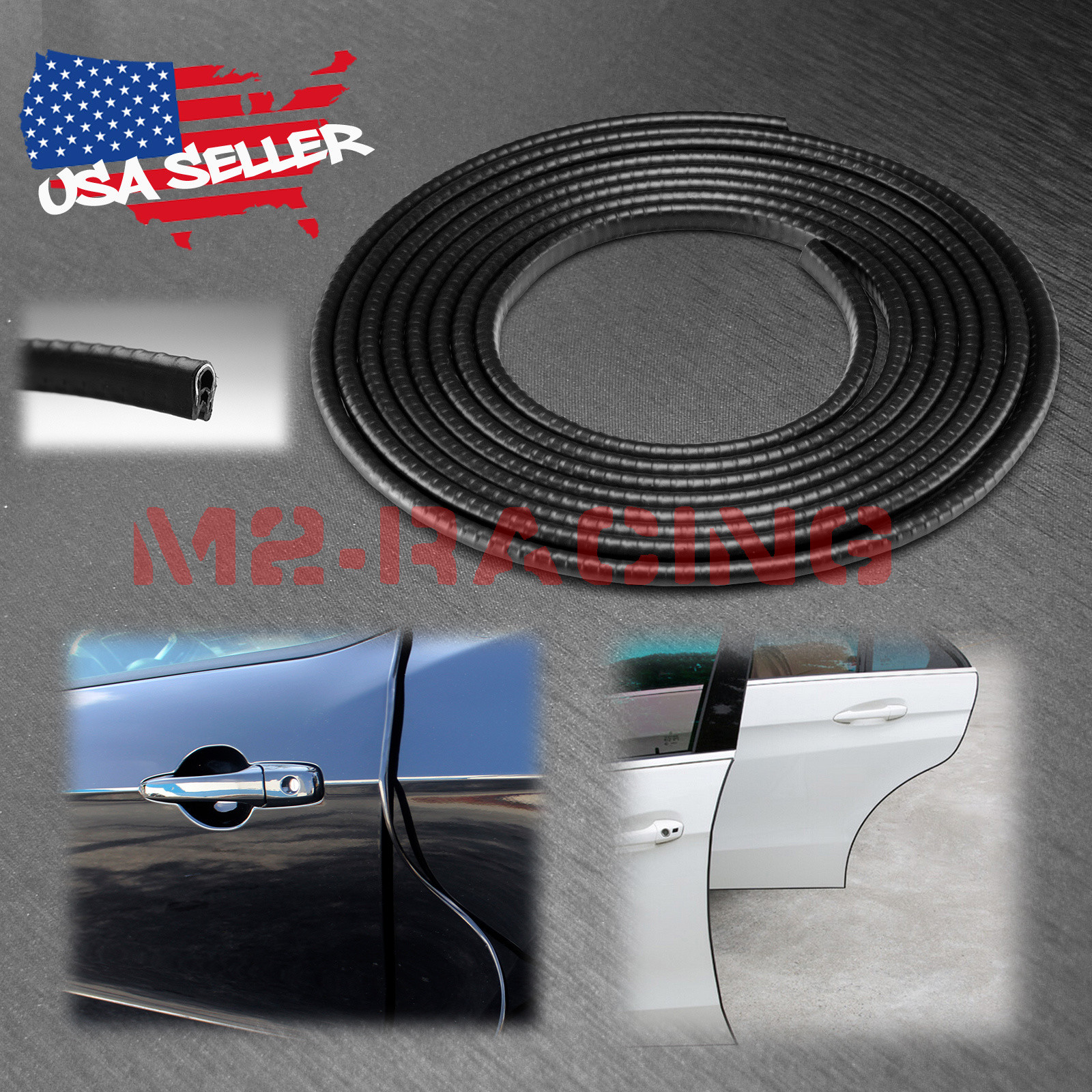 15FT EG01 Black Metal Seal Strip Molding Edge Trim Door Rubber Protector Guard