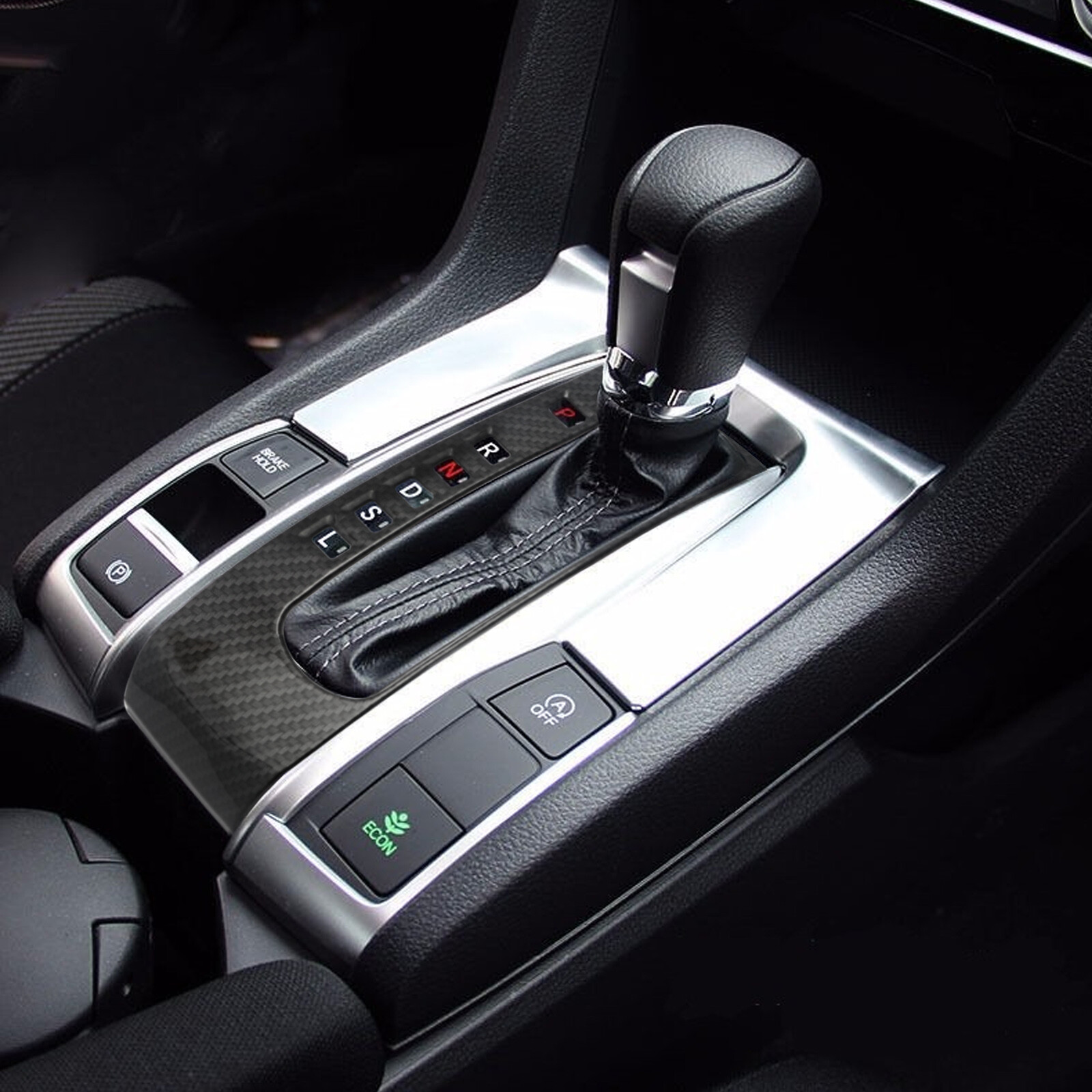 Gear Shift Panel Frame Cover Trim Carbon Fiber Pattern For Honda Civic 10th Gen