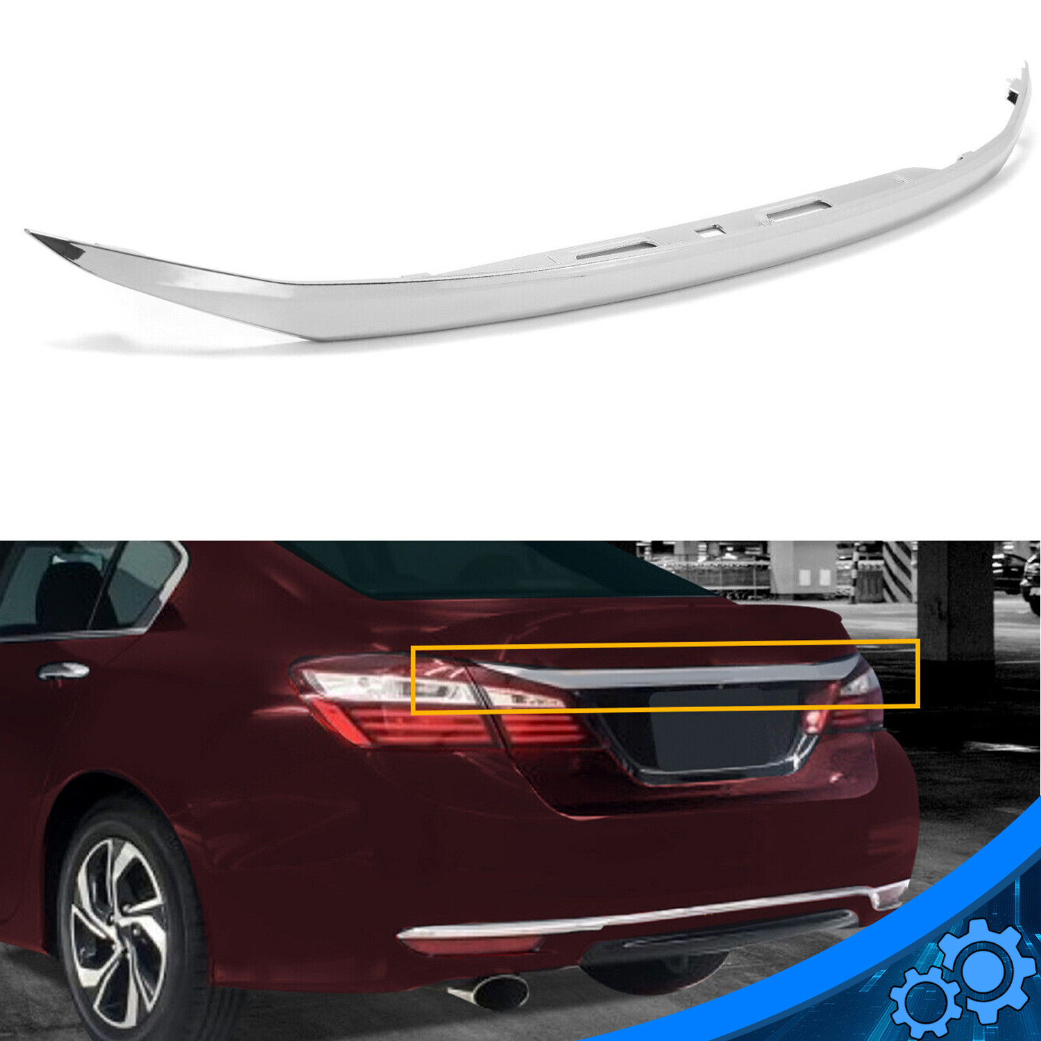 Rear Chrome Trunk Lid Finish Molding For 2016 2017 16 17 Honda Accord Sedan