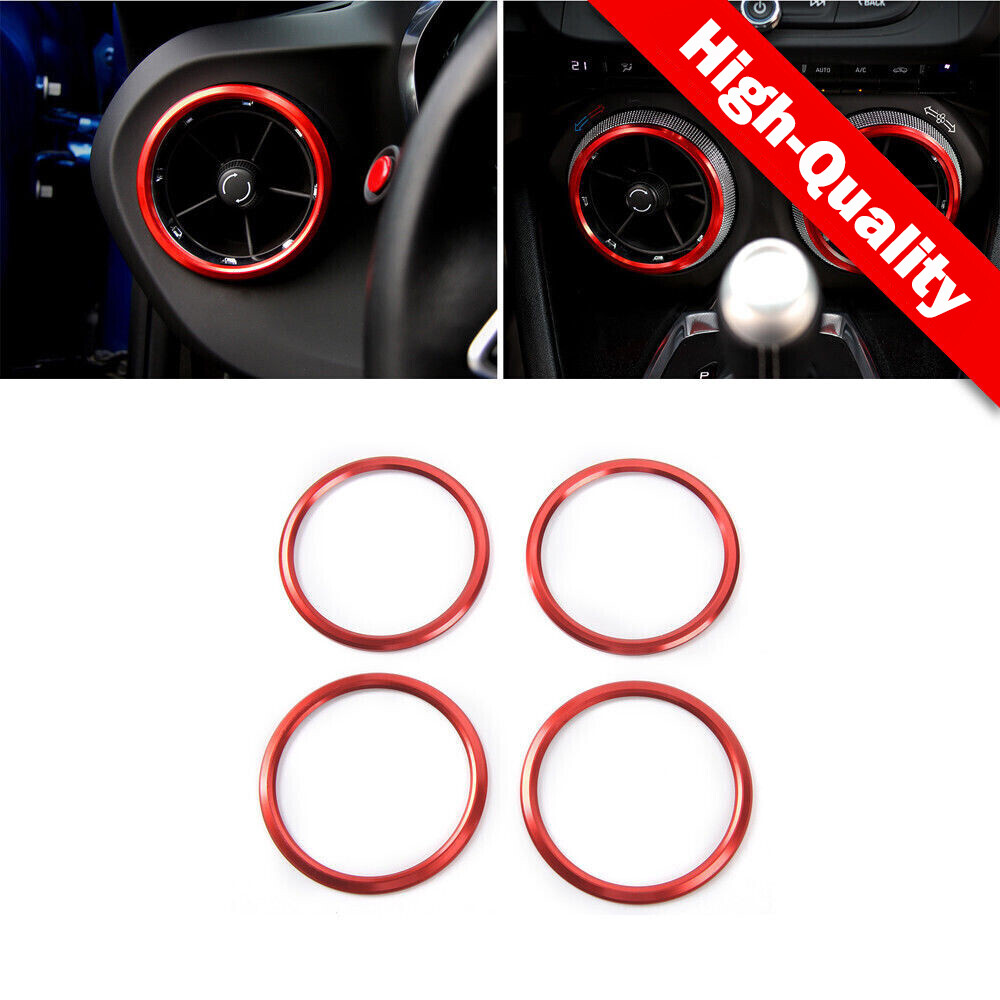 Red Interior Air Vent Outlet Ring Cover Trim Fit Chevrolet Camaro 2016-2022 4pcs