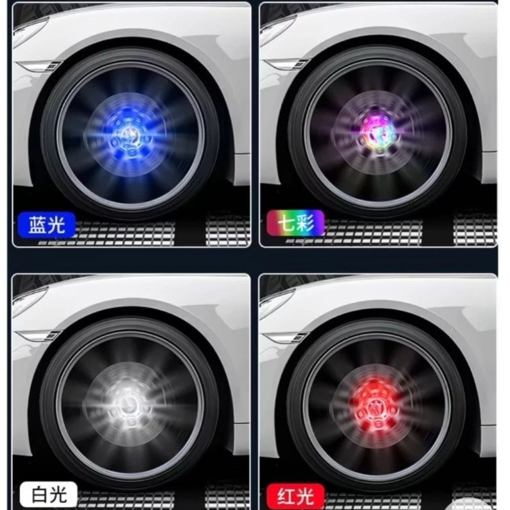 4PCS 60mm Self-Powered Floating LED Wheel Hub Light Caps for Mitsubishi black