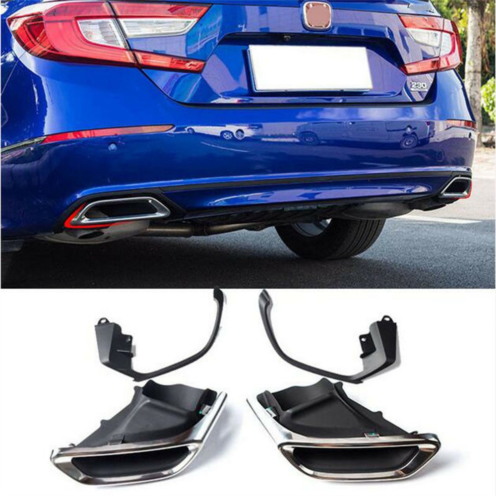 For Honda Accord 2018-2020 Exhaust Tail Tips Stainless Steel Pair w/Brackets