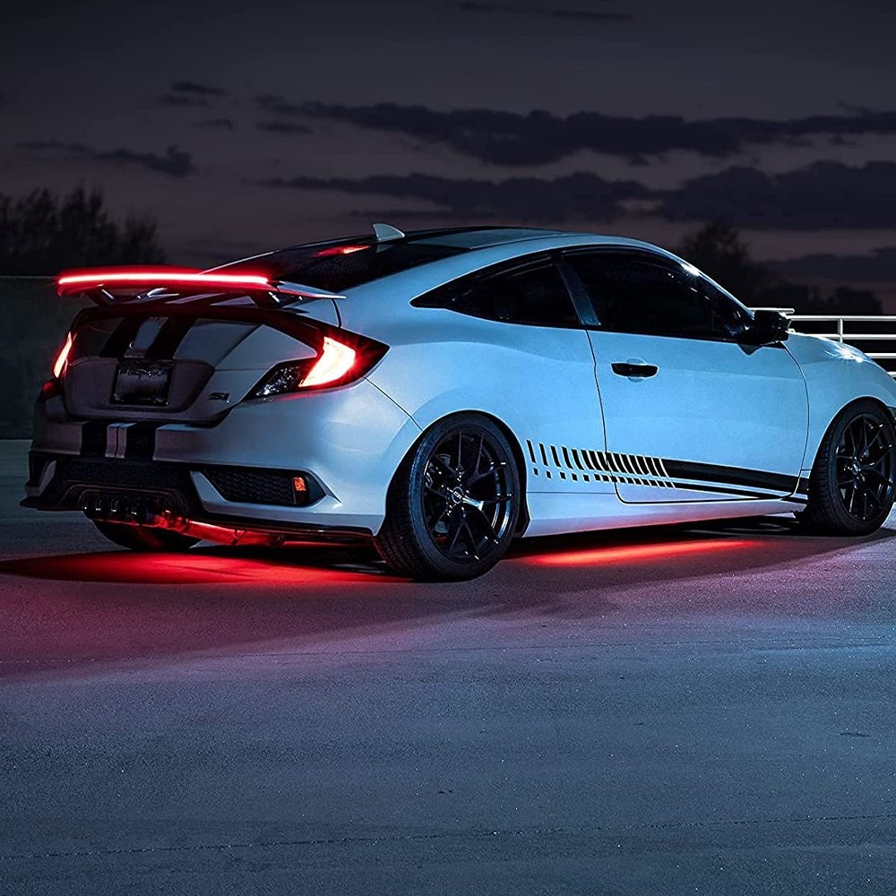 New Carbon Fiber LED Car Tail Brake Light Strip Rear Spoiler Lip Trim Universal
